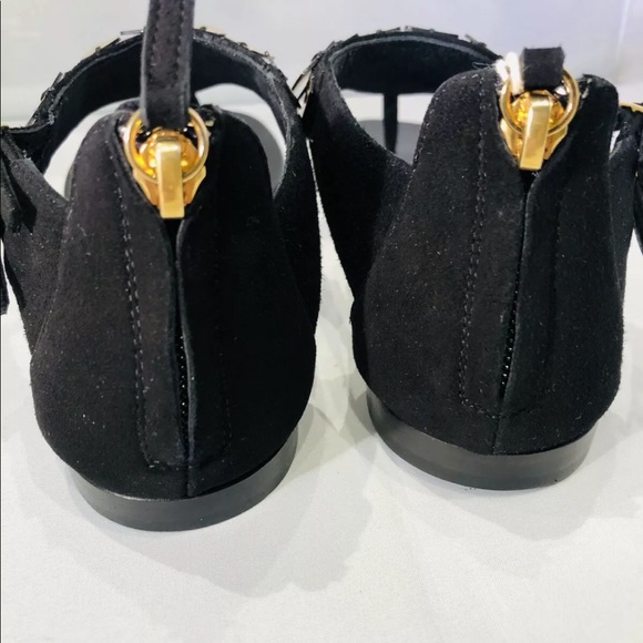 Giuseppe Zanotti Black Suede Gold Leaf Sandals 5.5 - Picture 4 of 9